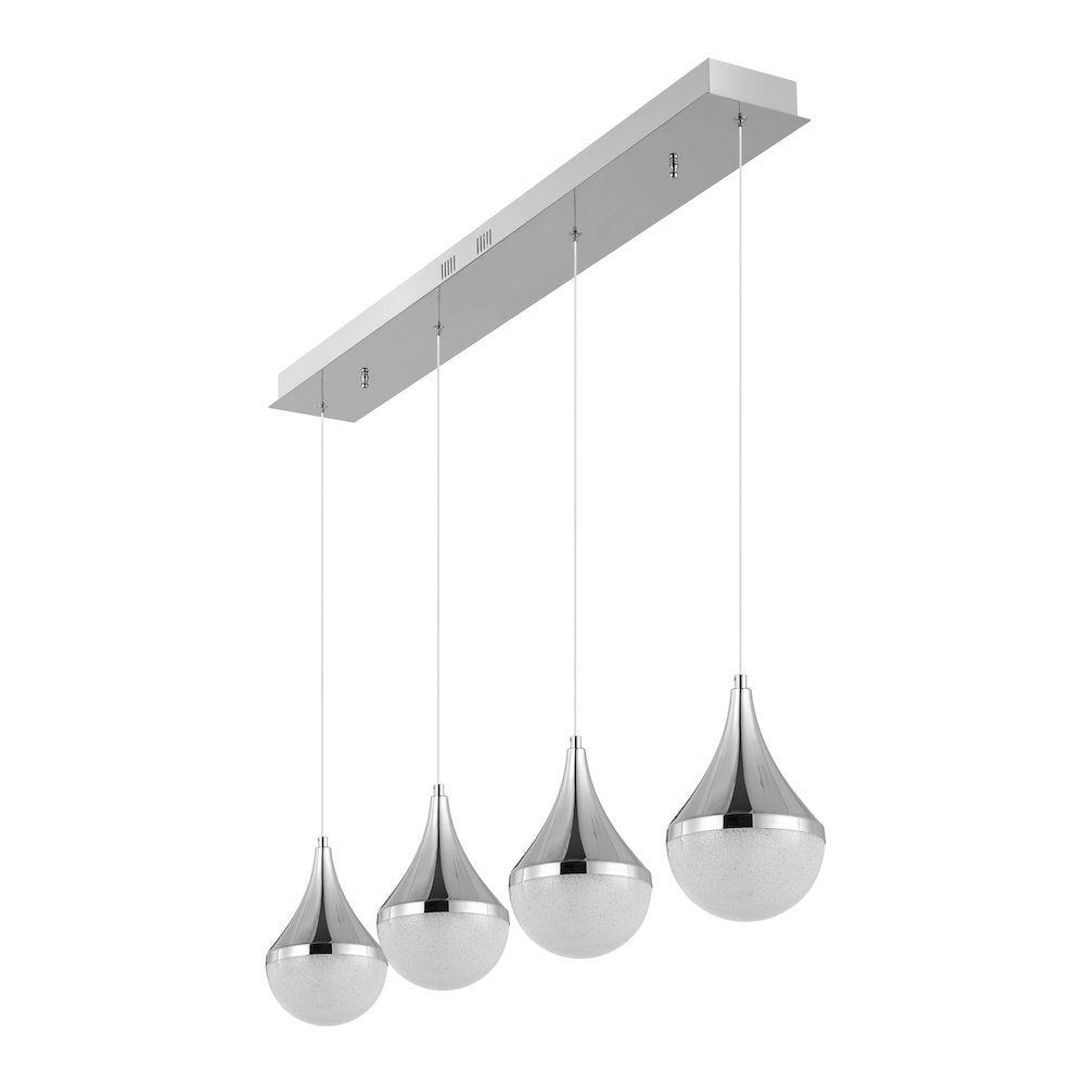 Elyse Teardrop Modern Mid Century Iron/Acrylic Integrated Linear Led Pendant