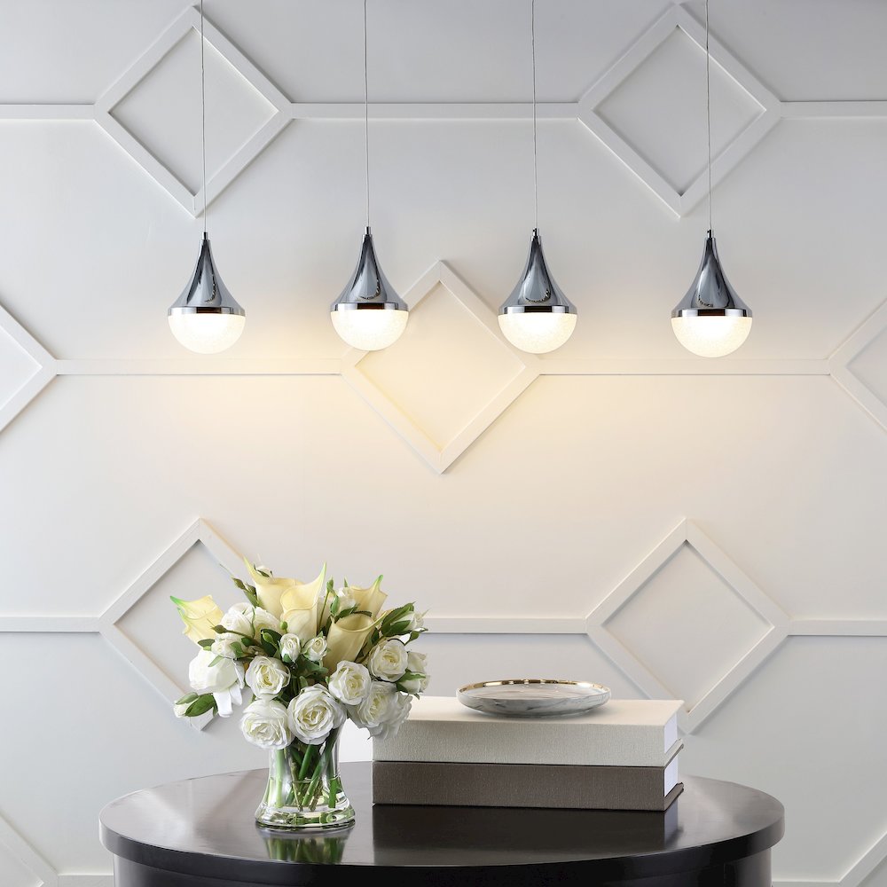 Elyse Teardrop Modern Mid Century Iron/Acrylic Integrated Linear Led Pendant