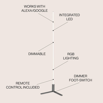 Potts Modern Contemporary Aluminum/Iron Integrated Led Post Floor Lamp