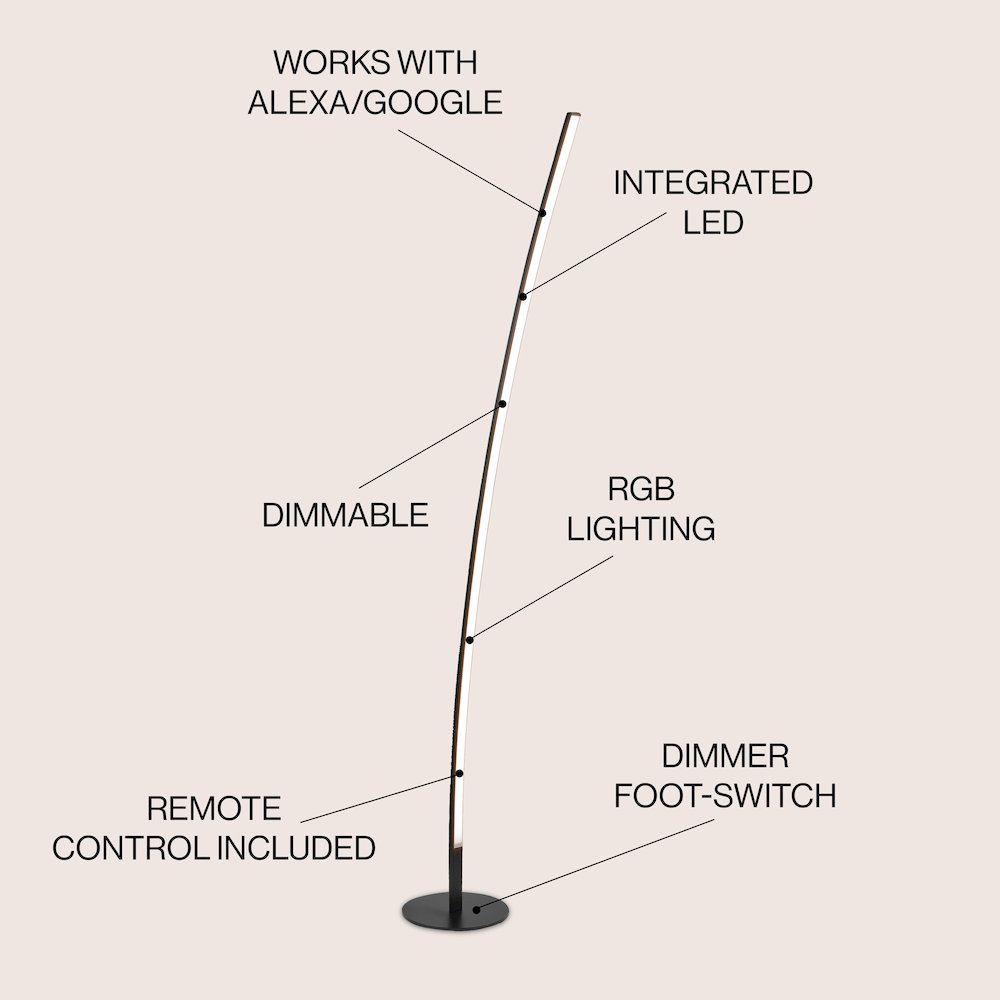 Malthe Modern Contemporary Aluminum/Iron Arc Integrated Led Floor Lamp