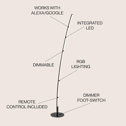 Malthe Modern Contemporary Aluminum/Iron Arc Integrated Led Floor Lamp