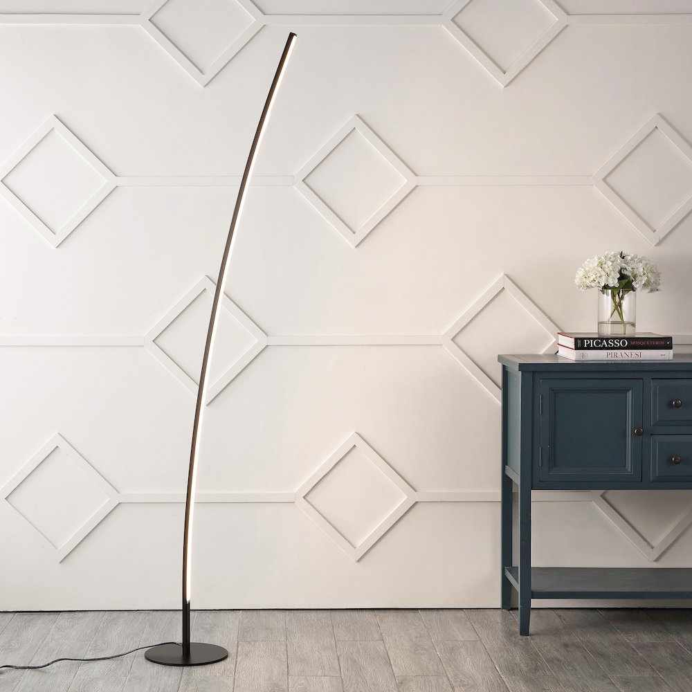 Malthe Modern Contemporary Aluminum/Iron Arc Integrated Led Floor Lamp