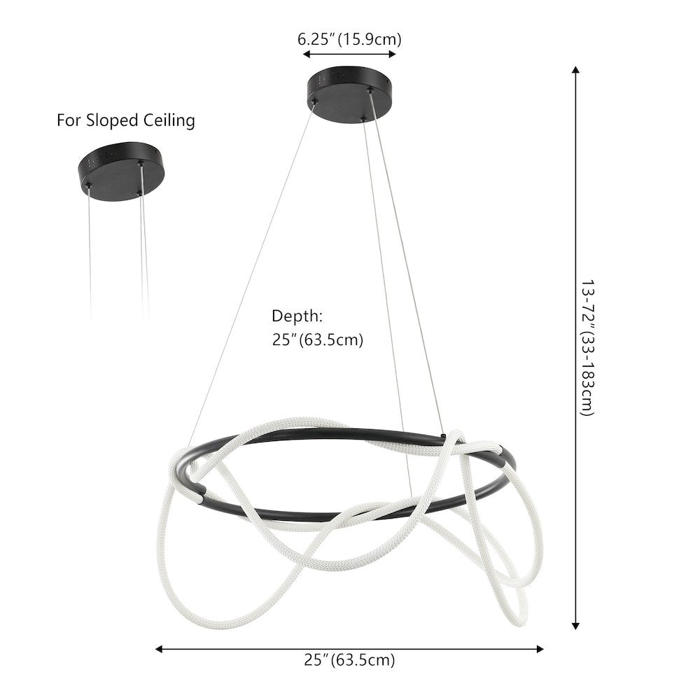 Minimalist 360 Adjustable Silicone Neon Rope Dimmable Integrated LED Chandelier