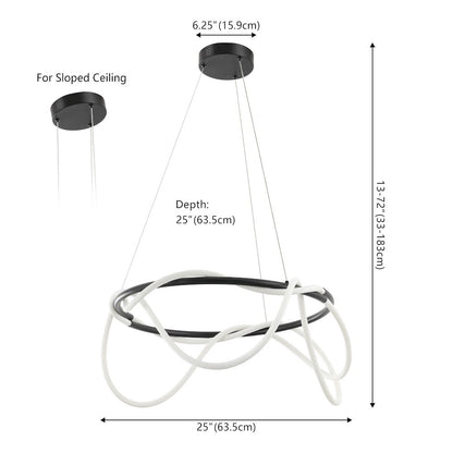 Minimalist 360 Adjustable Silicone Neon Rope Dimmable Integrated LED Chandelier