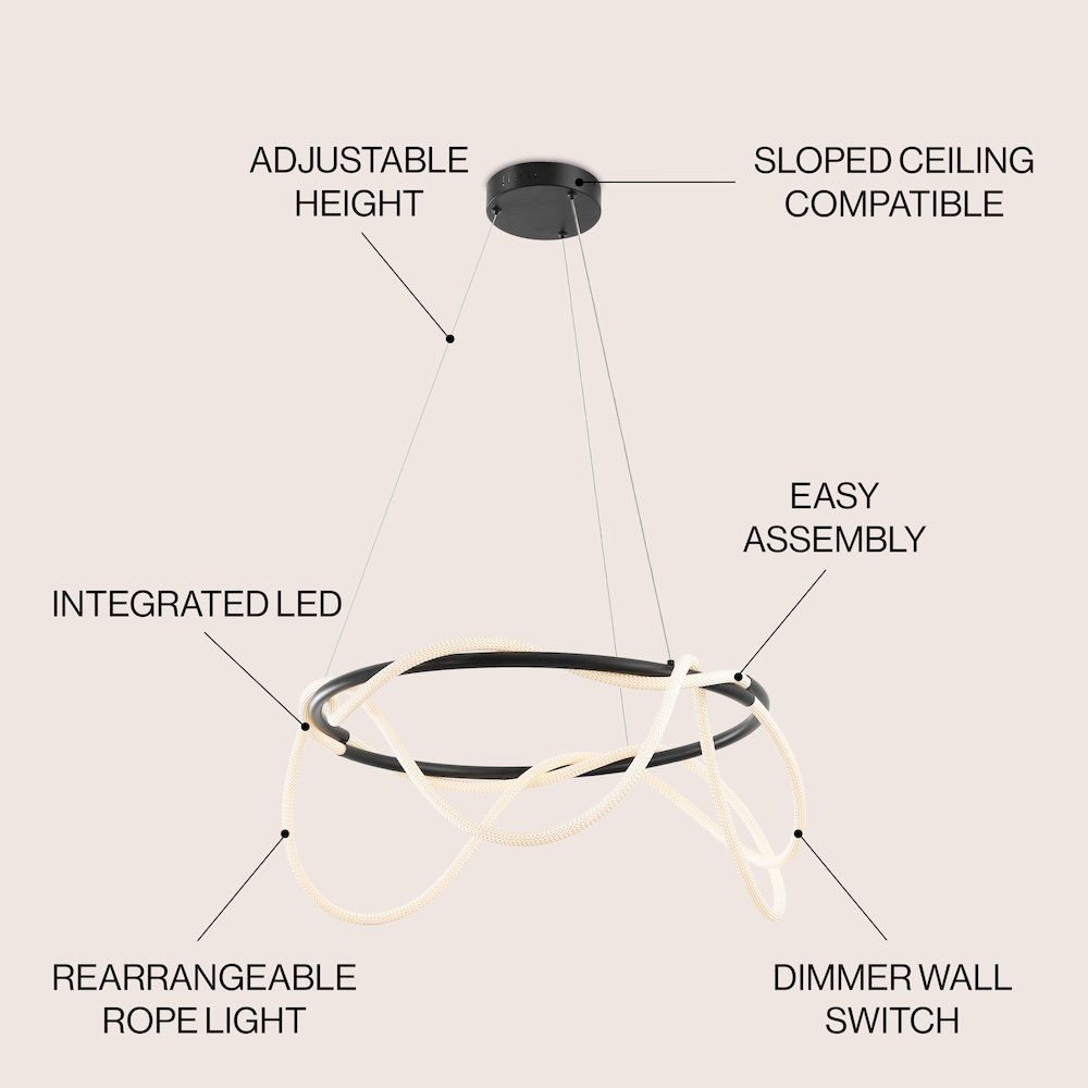Minimalist 360 Adjustable Silicone Neon Rope Dimmable Integrated LED Chandelier