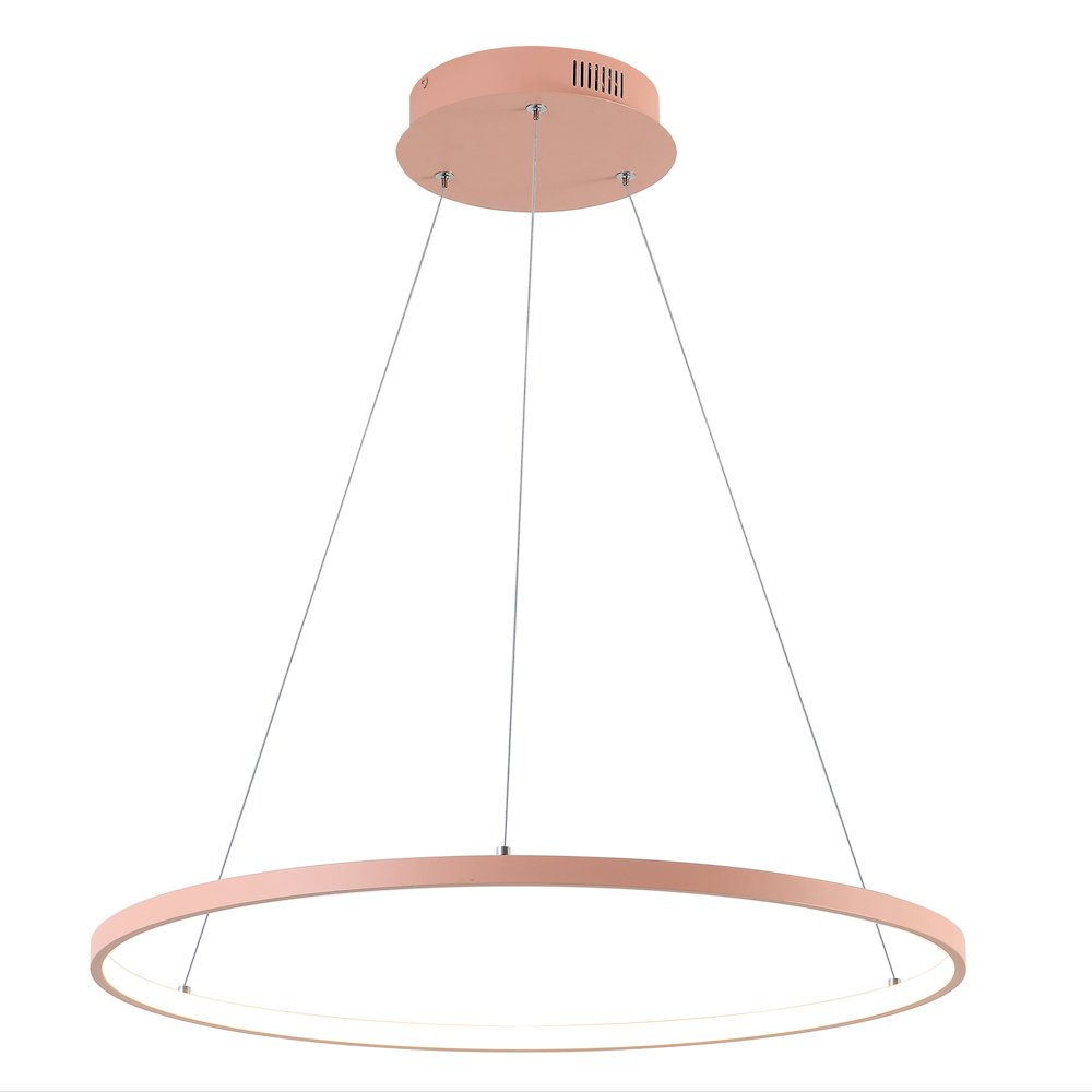 Brice 23.75" Modern Metal Round Dimmable Integrated LED Pendant, Matte Pink