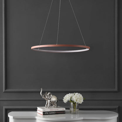 Brice 23.75" Modern Metal Round Dimmable Integrated LED Pendant, Matte Pink