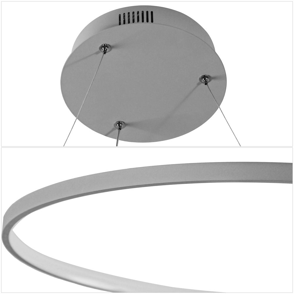 Brice 35" Modern Contemporary Metal Round Dimmable Integrated LED Pendant, Gray