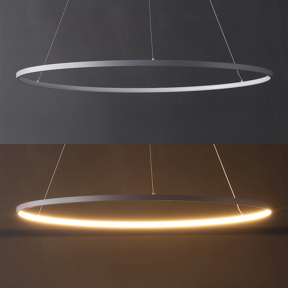 Brice 35" Modern Contemporary Metal Round Dimmable Integrated LED Pendant, Gray
