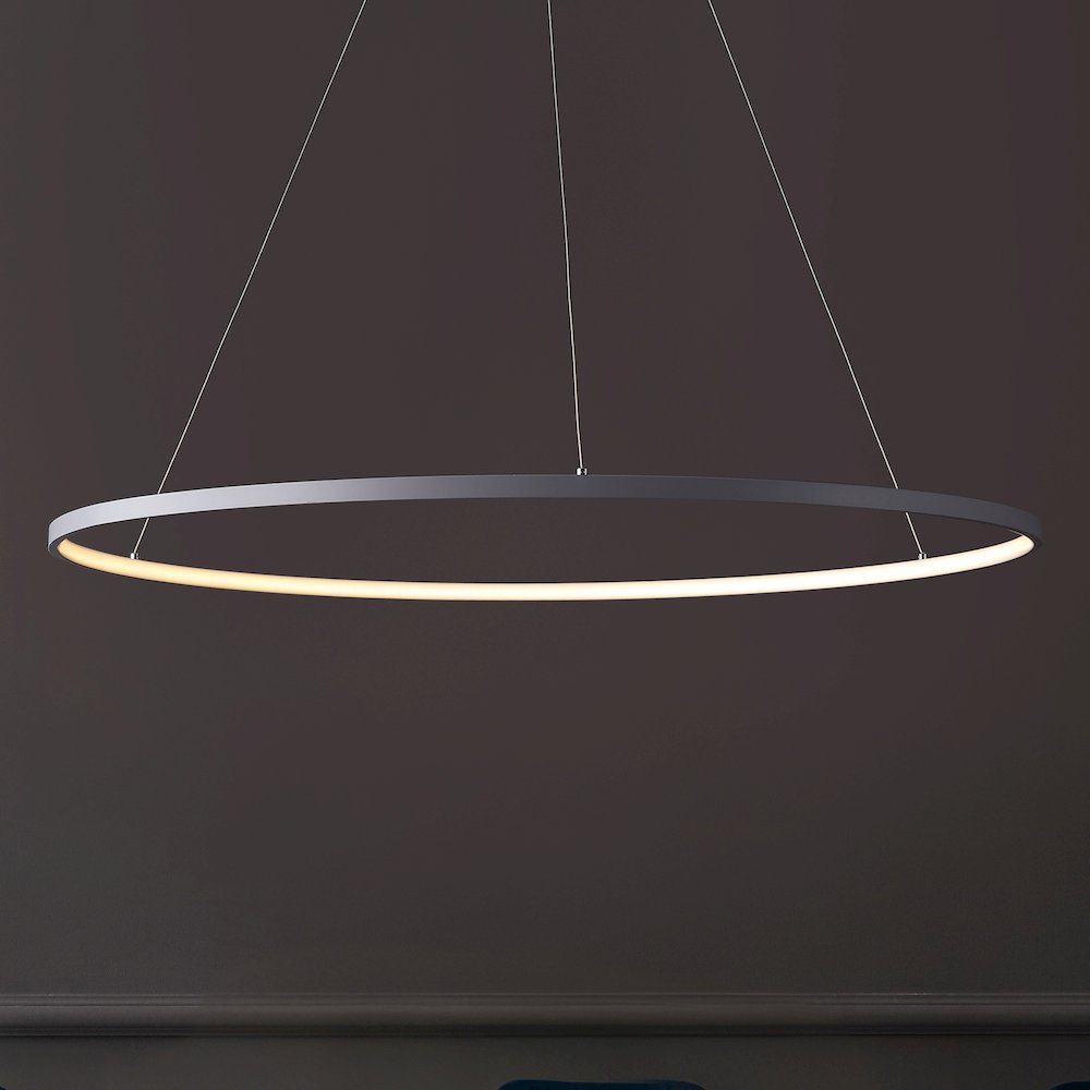 Brice 35" Modern Contemporary Metal Round Dimmable Integrated LED Pendant, Gray