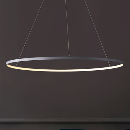 Brice 35" Modern Contemporary Metal Round Dimmable Integrated LED Pendant, Gray