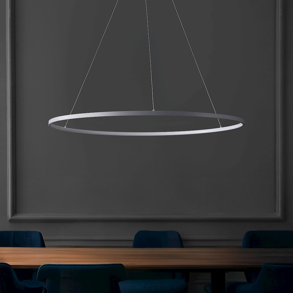 Brice 35" Modern Contemporary Metal Round Dimmable Integrated LED Pendant, Gray
