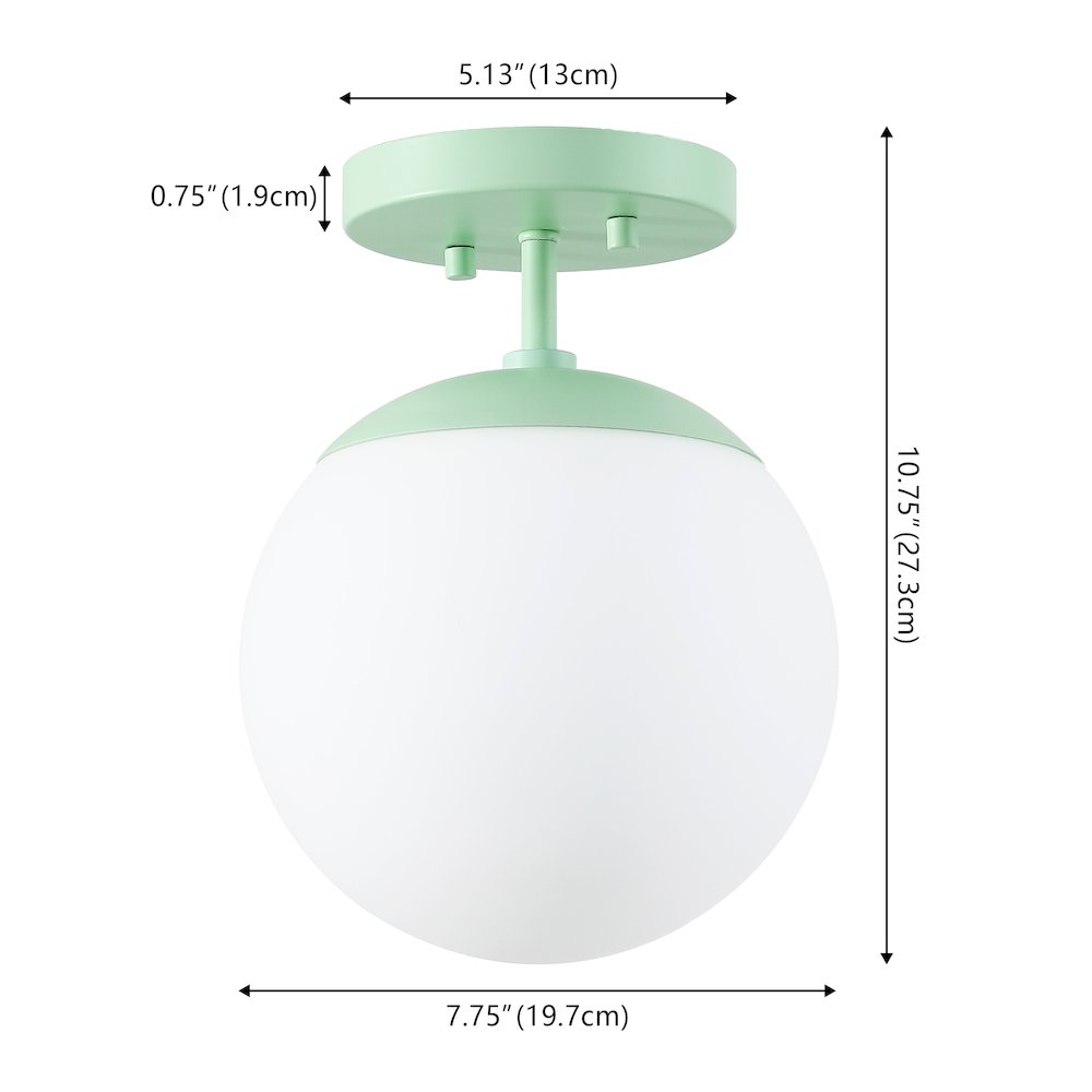 Marcel 1-Light Bohemian Farmhouse Iron/Frosted Glass LED Semi Flush Mount