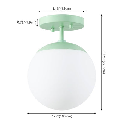 Marcel 1-Light Bohemian Farmhouse Iron/Frosted Glass LED Semi Flush Mount