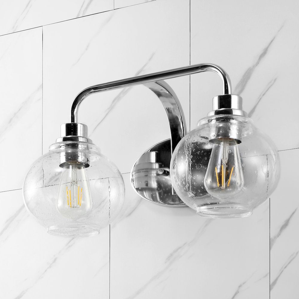 Sandrine Iron/Seeded Glass Cottage Rustic Led Vanity Light