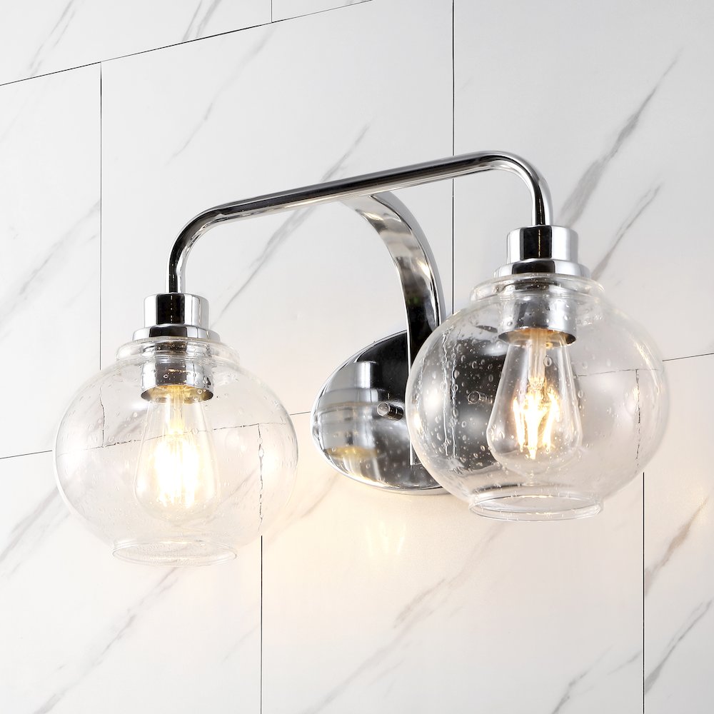 Sandrine Iron/Seeded Glass Cottage Rustic Led Vanity Light