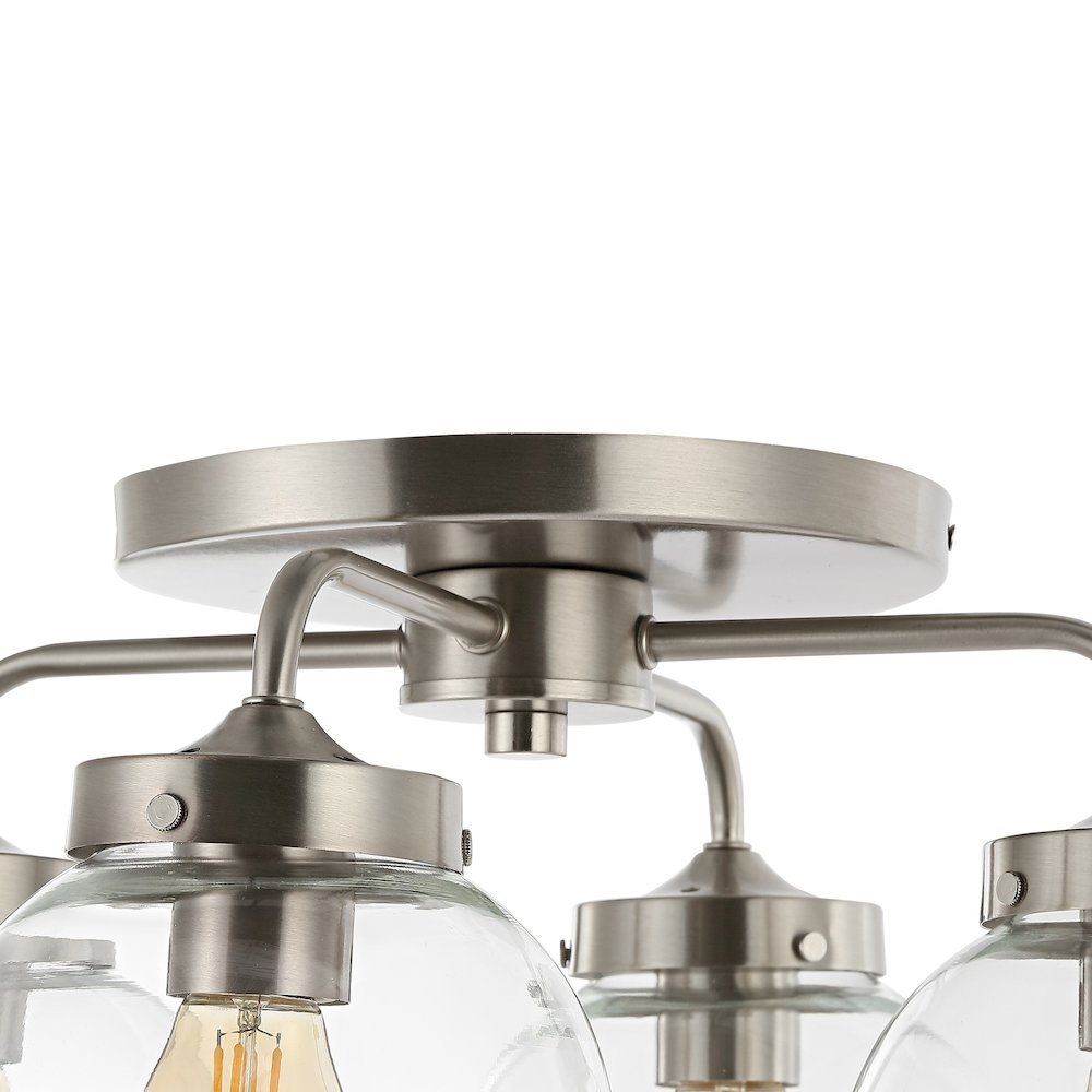 Piper Farmhouse Rustic Iron/Glass Led Semi Flush Mount