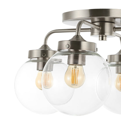Piper Farmhouse Rustic Iron/Glass Led Semi Flush Mount