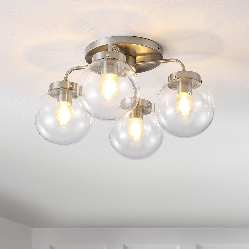 Piper Farmhouse Rustic Iron/Glass Led Semi Flush Mount