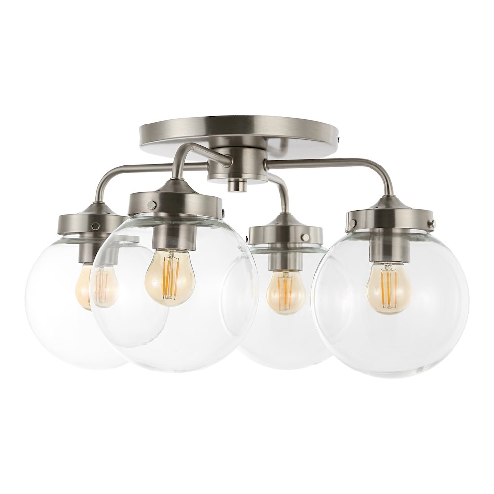 Piper Farmhouse Rustic Iron/Glass Led Semi Flush Mount
