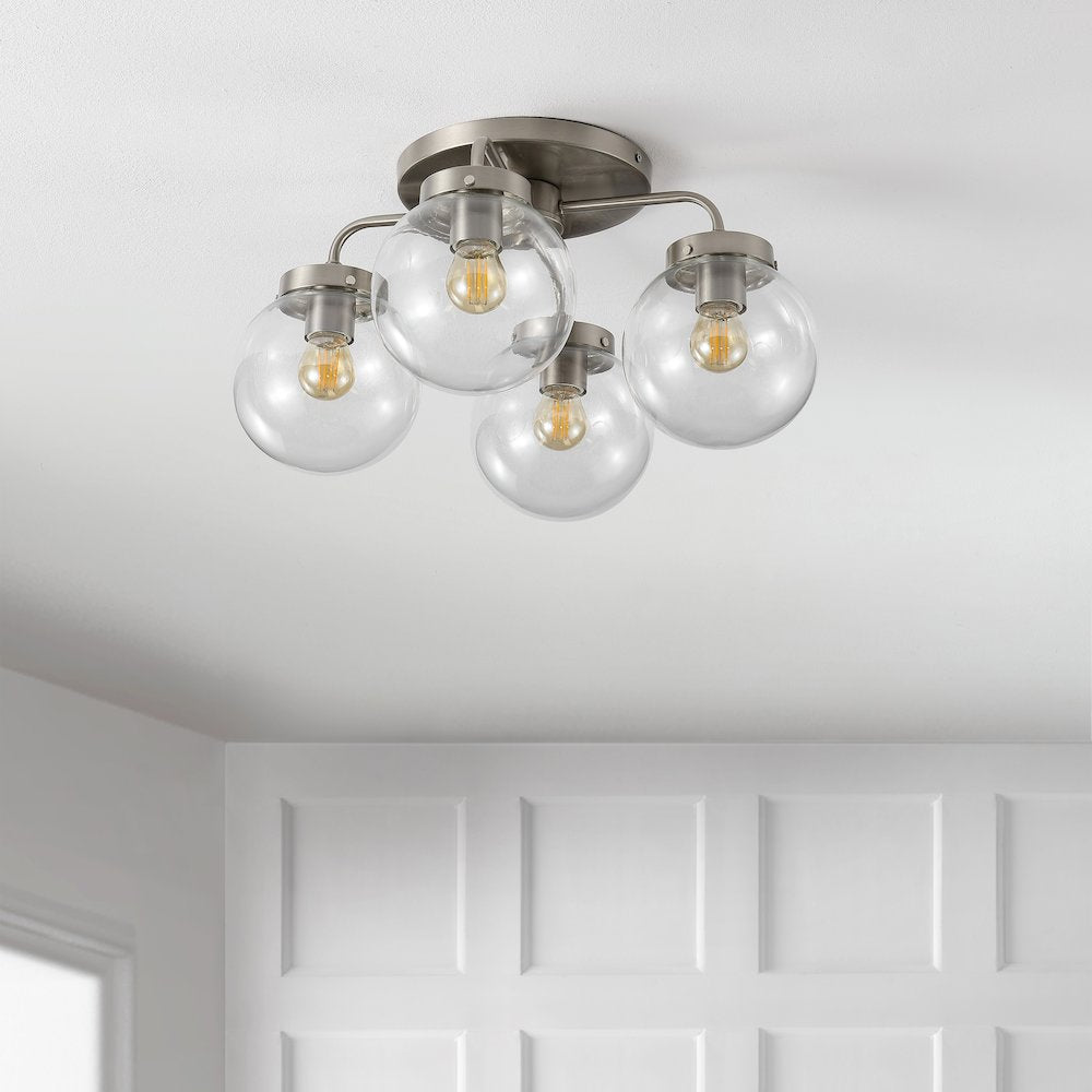Piper Farmhouse Rustic Iron/Glass Led Semi Flush Mount