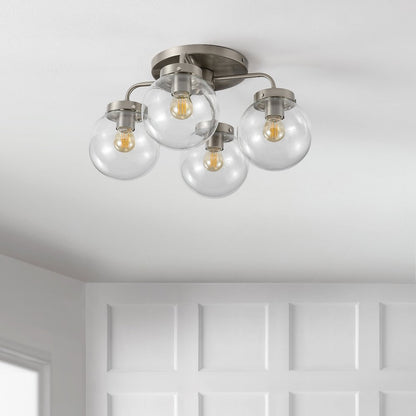 Piper Farmhouse Rustic Iron/Glass Led Semi Flush Mount