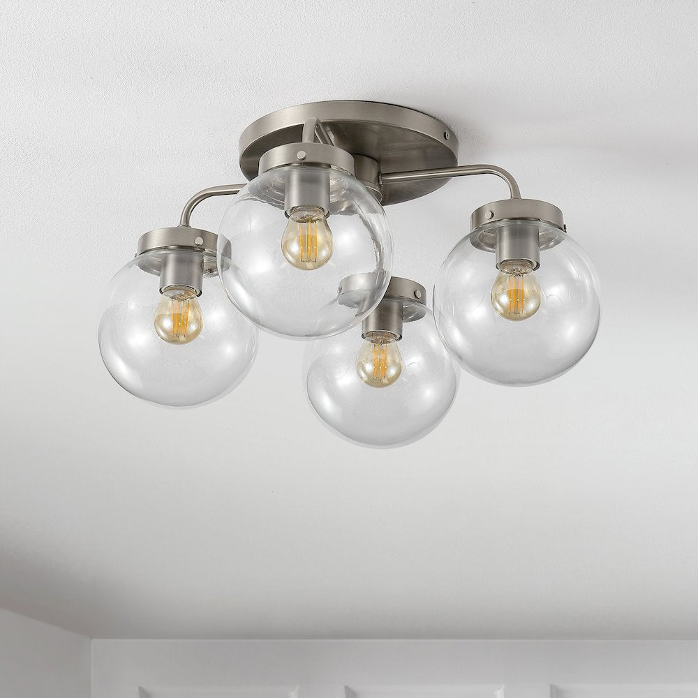 Piper Farmhouse Rustic Iron/Glass Led Semi Flush Mount
