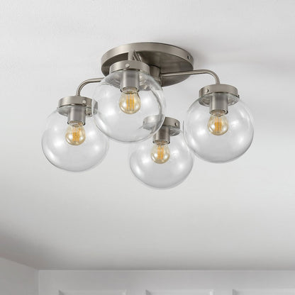 Piper Farmhouse Rustic Iron/Glass Led Semi Flush Mount