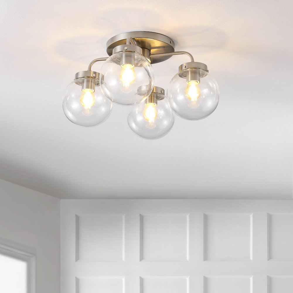 Piper Farmhouse Rustic Iron/Glass Led Semi Flush Mount