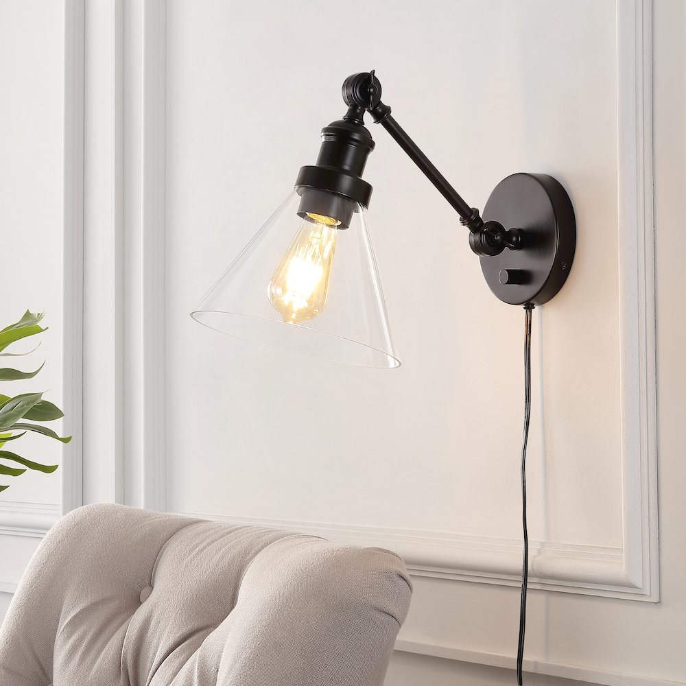 Cowie Iron/Glass Adjustable Led Wall Sconce