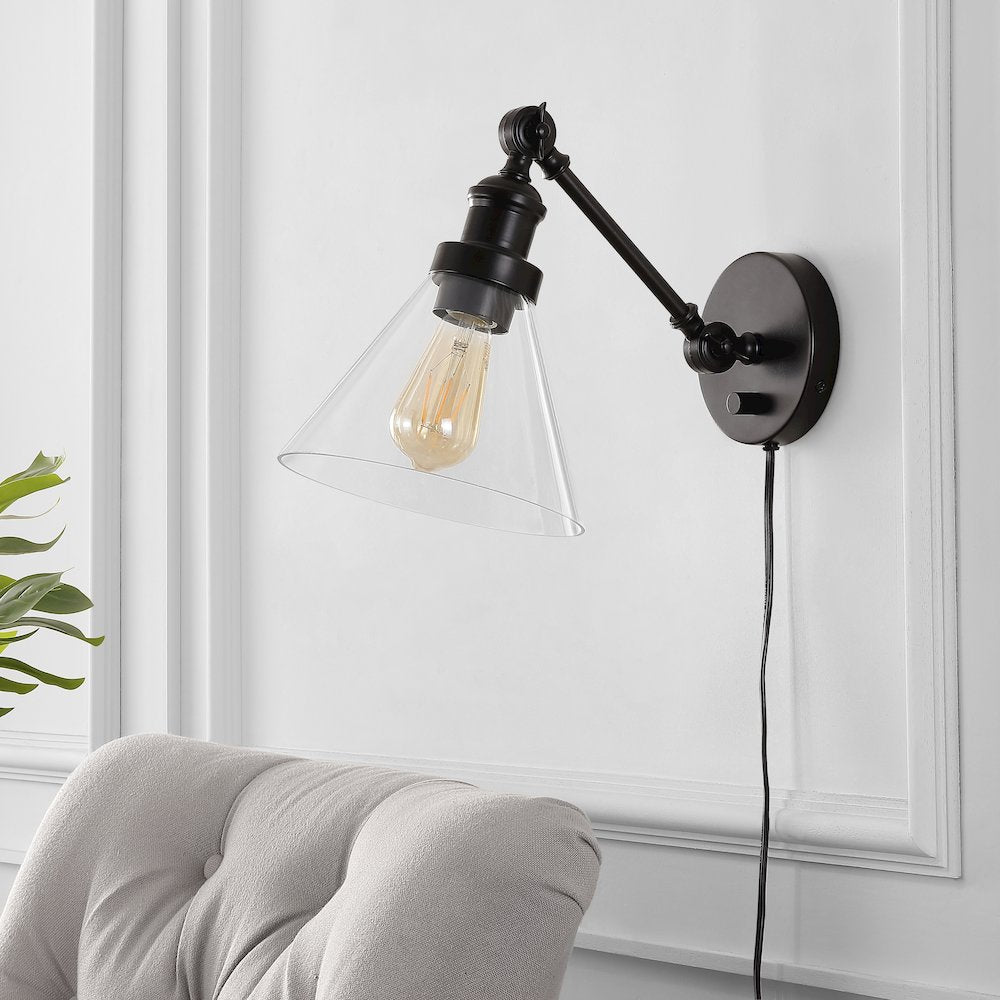 Cowie Iron/Glass Adjustable Led Wall Sconce