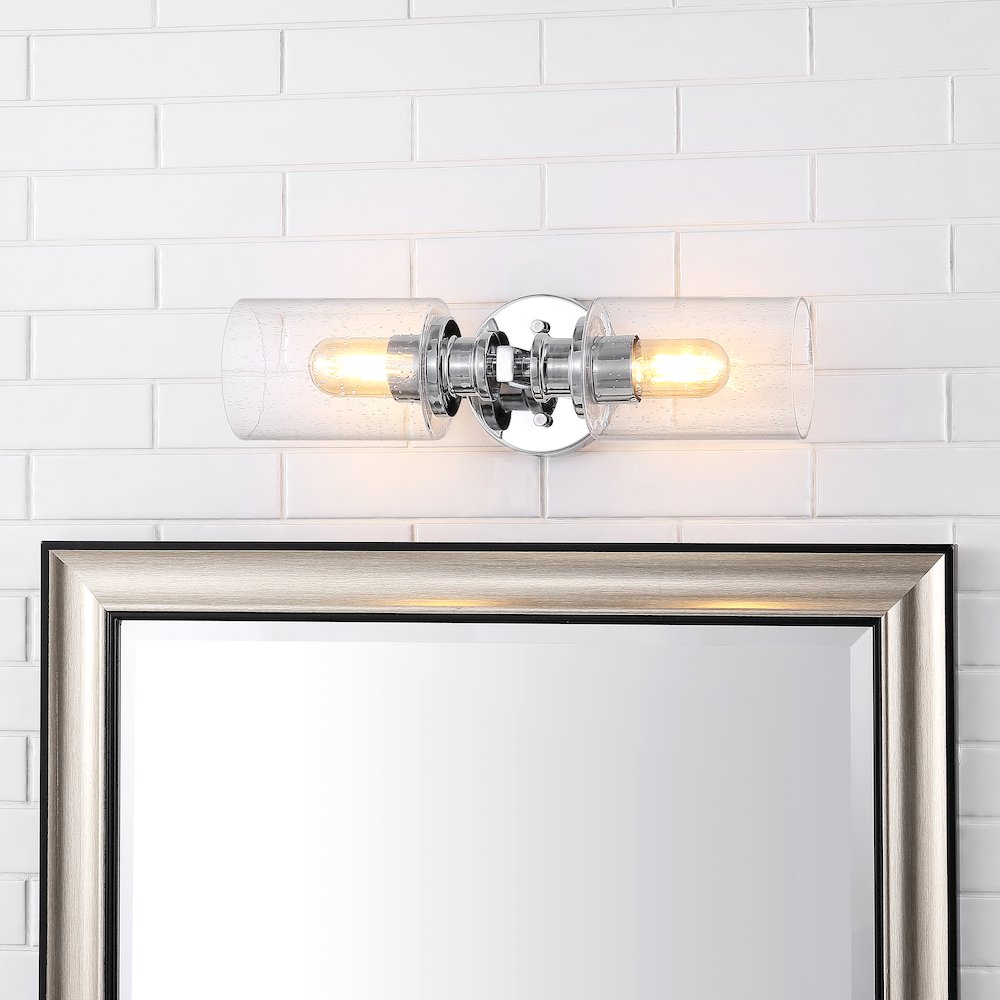 Jules Edison Cylinder Iron/Seeded Glass Farmhouse Contemporary Led Wall Sconce