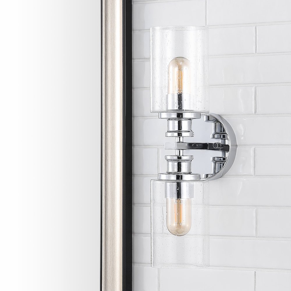 Jules Edison Cylinder Iron/Seeded Glass Farmhouse Contemporary Led Wall Sconce
