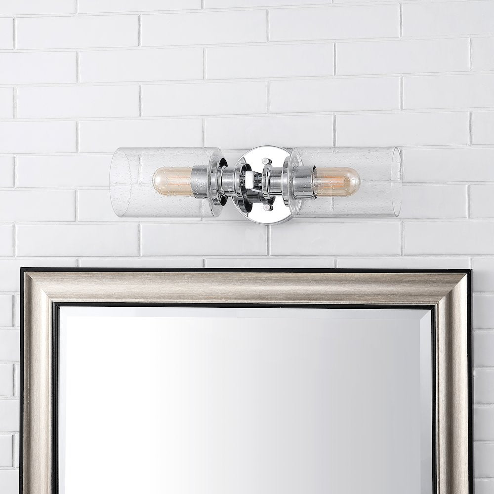 Jules Edison Cylinder Iron/Seeded Glass Farmhouse Contemporary Led Wall Sconce
