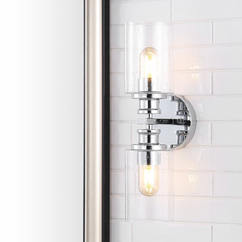 Jules Edison Cylinder Iron/Seeded Glass Farmhouse Contemporary Led Wall Sconce