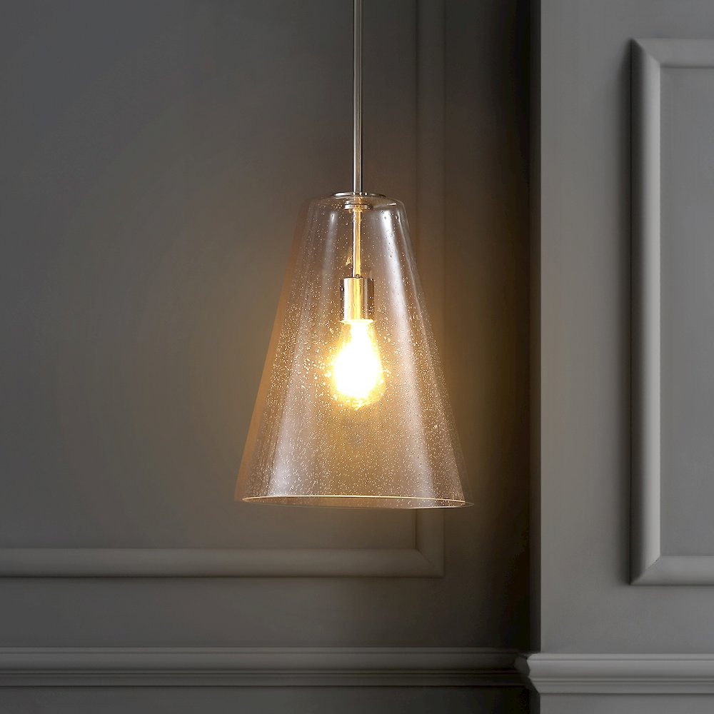 Arlo Mid Century Modern Iron/Seeded Glass Led Pendant