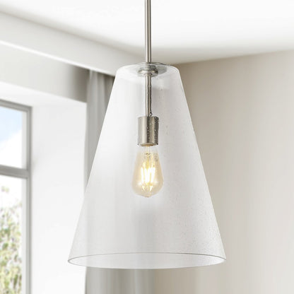 Arlo Mid Century Modern Iron/Seeded Glass Led Pendant