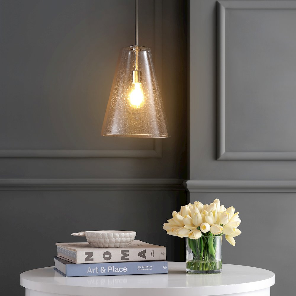 Arlo Mid Century Modern Iron/Seeded Glass Led Pendant