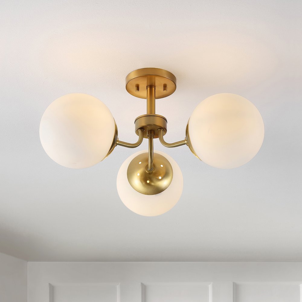 Marcel Bistro Bohemian Farmhouse Ironfrosted Glass Led Semi Flush Mount