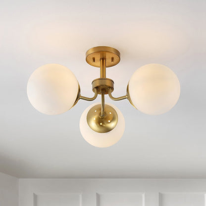 Marcel Bistro Bohemian Farmhouse Ironfrosted Glass Led Semi Flush Mount