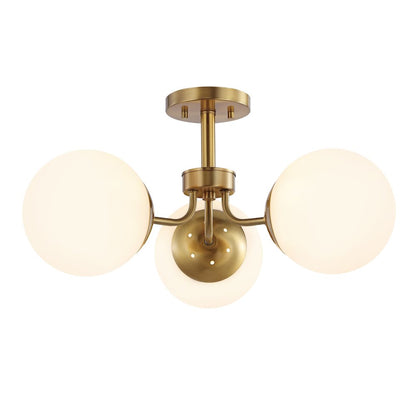 Marcel Bistro Bohemian Farmhouse Ironfrosted Glass Led Semi Flush Mount