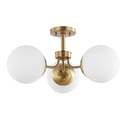 Marcel Bistro Bohemian Farmhouse Ironfrosted Glass Led Semi Flush Mount