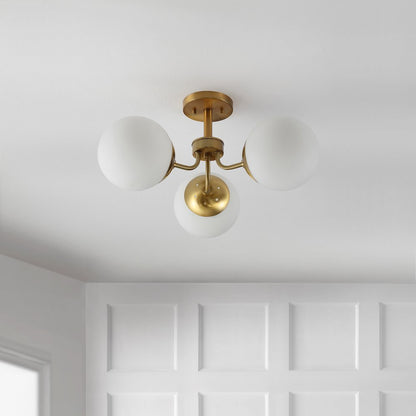 Marcel Bistro Bohemian Farmhouse Ironfrosted Glass Led Semi Flush Mount