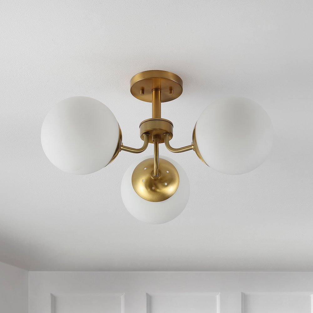 Marcel Bistro Bohemian Farmhouse Ironfrosted Glass Led Semi Flush Mount