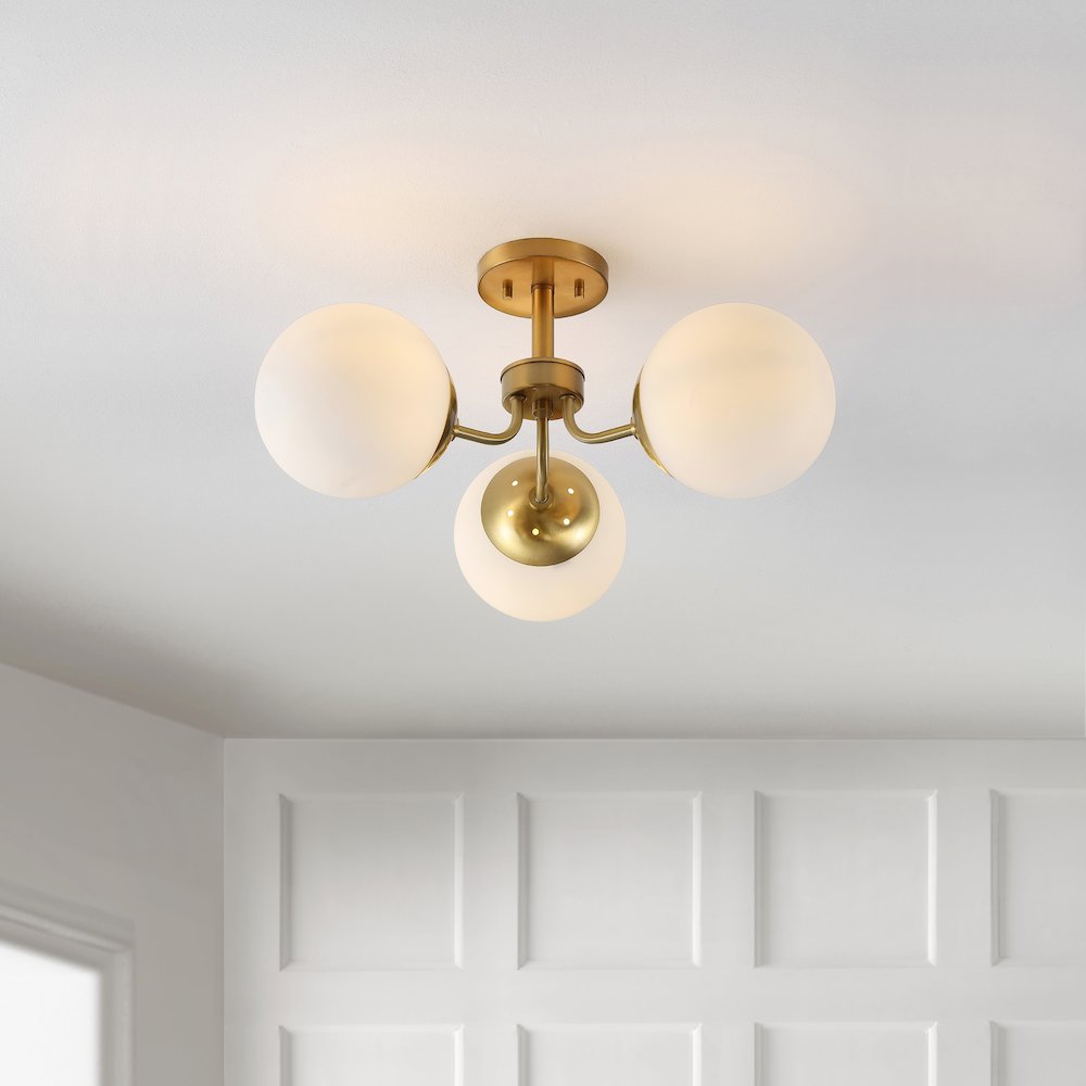 Marcel Bistro Bohemian Farmhouse Ironfrosted Glass Led Semi Flush Mount