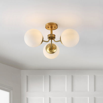 Marcel Bistro Bohemian Farmhouse Ironfrosted Glass Led Semi Flush Mount