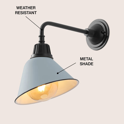 Indoor/Outdoor Iron LED Gooseneck Arm Outdoor Sconce, Matte Silver Blue
