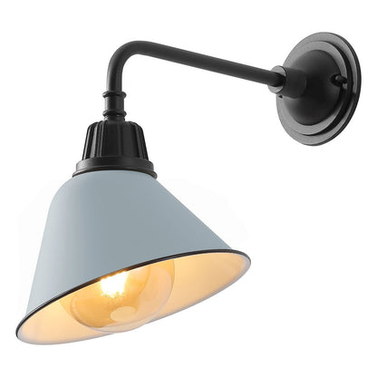 Indoor/Outdoor Iron LED Gooseneck Arm Outdoor Sconce, Matte Silver Blue