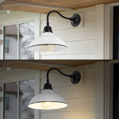 Aurora Farmhouse Industrial Indoor/Outdoor Iron Led Gooseneck Arm Outdoor Sconce
