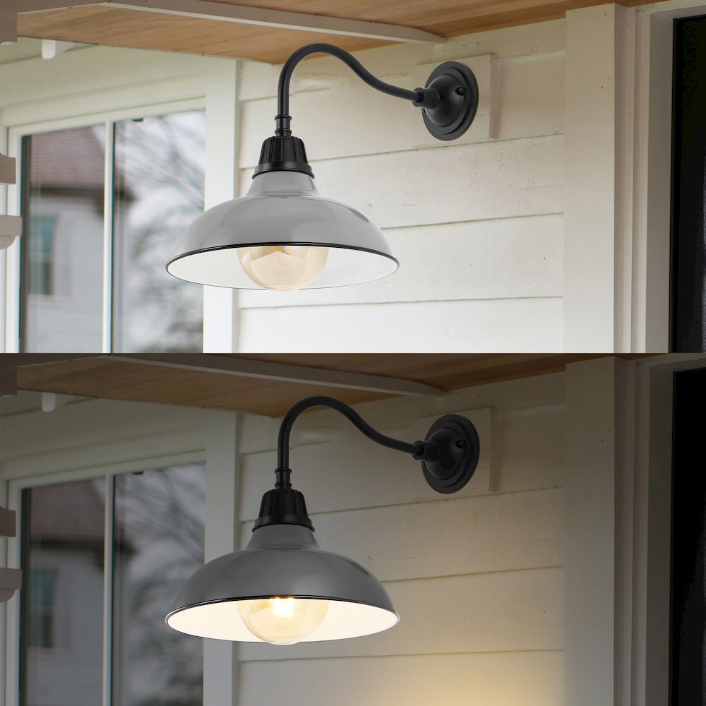 Aurora Farmhouse Industrial Indoor/Outdoor Iron Led Gooseneck Arm Outdoor Sconce